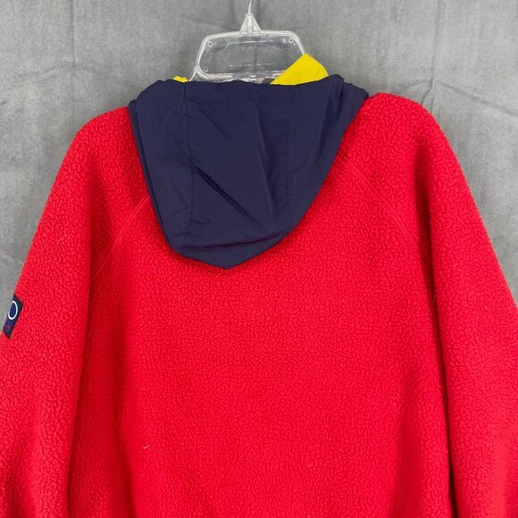 VTG Polo Ralph Lauren Hoodie Mens Small Red HI Tech Hybrid Fleece Drawstring - Picture 8 of 13